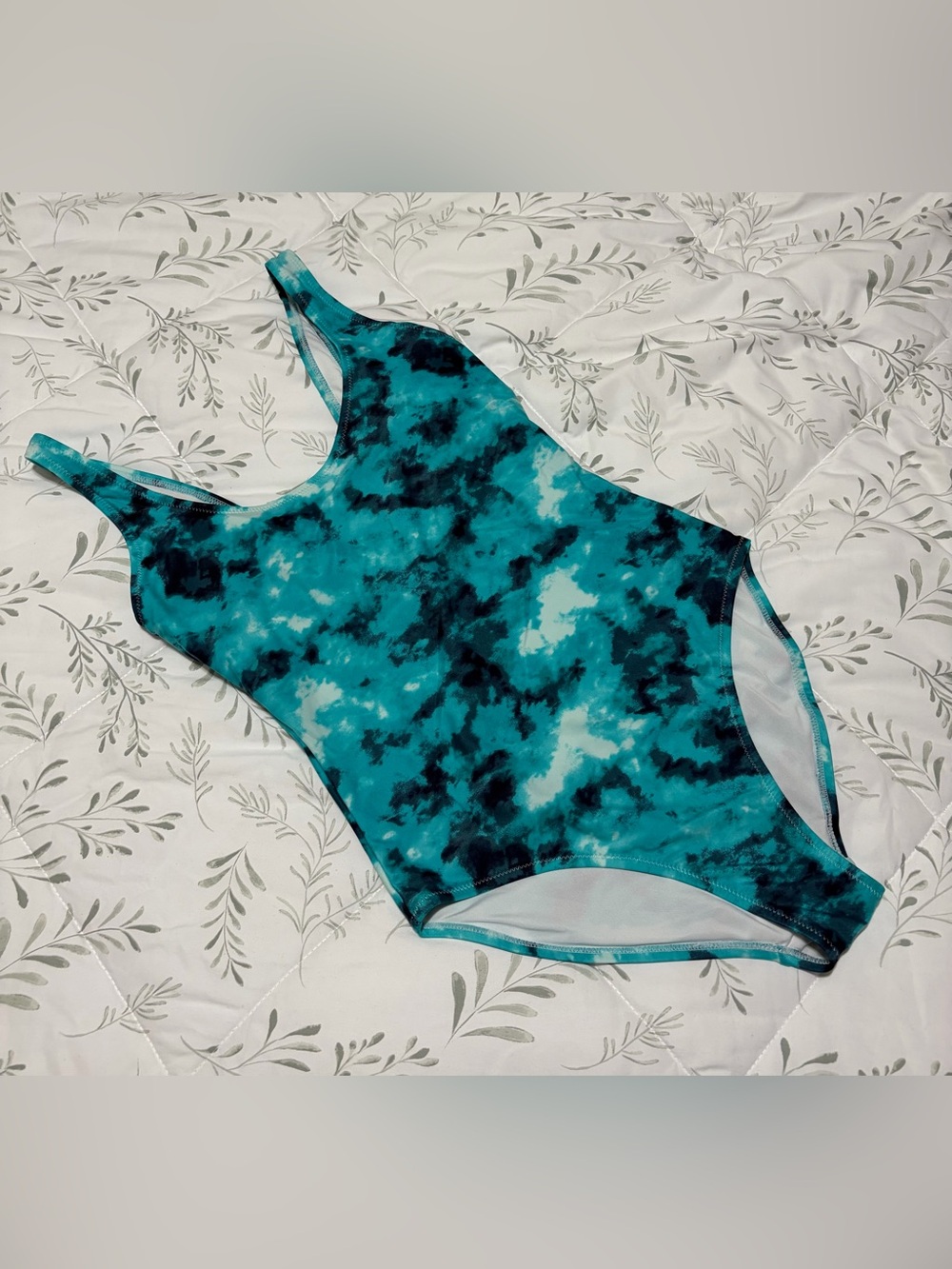 Old Navy One Piece Swimsuit Blue Teal Tie Dye Size Small Bathing Suit Cute Fun